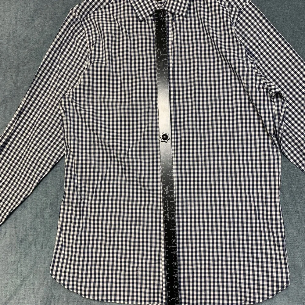 Banana Republic Slim Fit Shirt Mens Large White Black Plaid Business Button Up